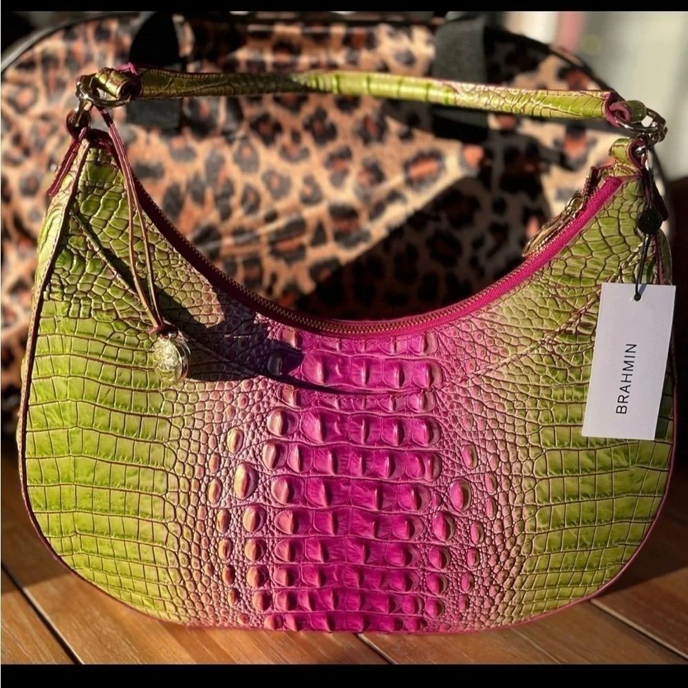 Brahmin Bekka Limeade Melbourne Shoulder Bag Adelle Wallet Set NWT